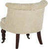 Safavieh Carlin Tufted Chair Natural Cream and Cherry Mahogany Furniture 
