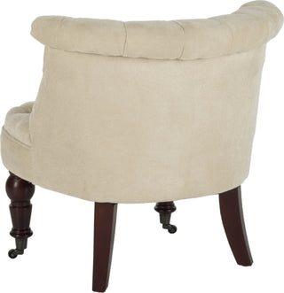 Safavieh Carlin Tufted Chair Natural Cream and Cherry Mahogany Furniture 