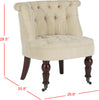 Safavieh Carlin Tufted Chair Natural Cream and Cherry Mahogany Furniture 