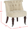 Safavieh Carlin Tufted Chair Natural Cream and Cherry Mahogany Furniture 