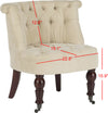 Safavieh Carlin Tufted Chair Natural Cream and Cherry Mahogany Furniture 