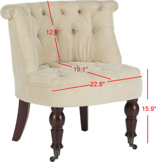 Safavieh Carlin Tufted Chair Natural Cream and Cherry Mahogany Furniture 