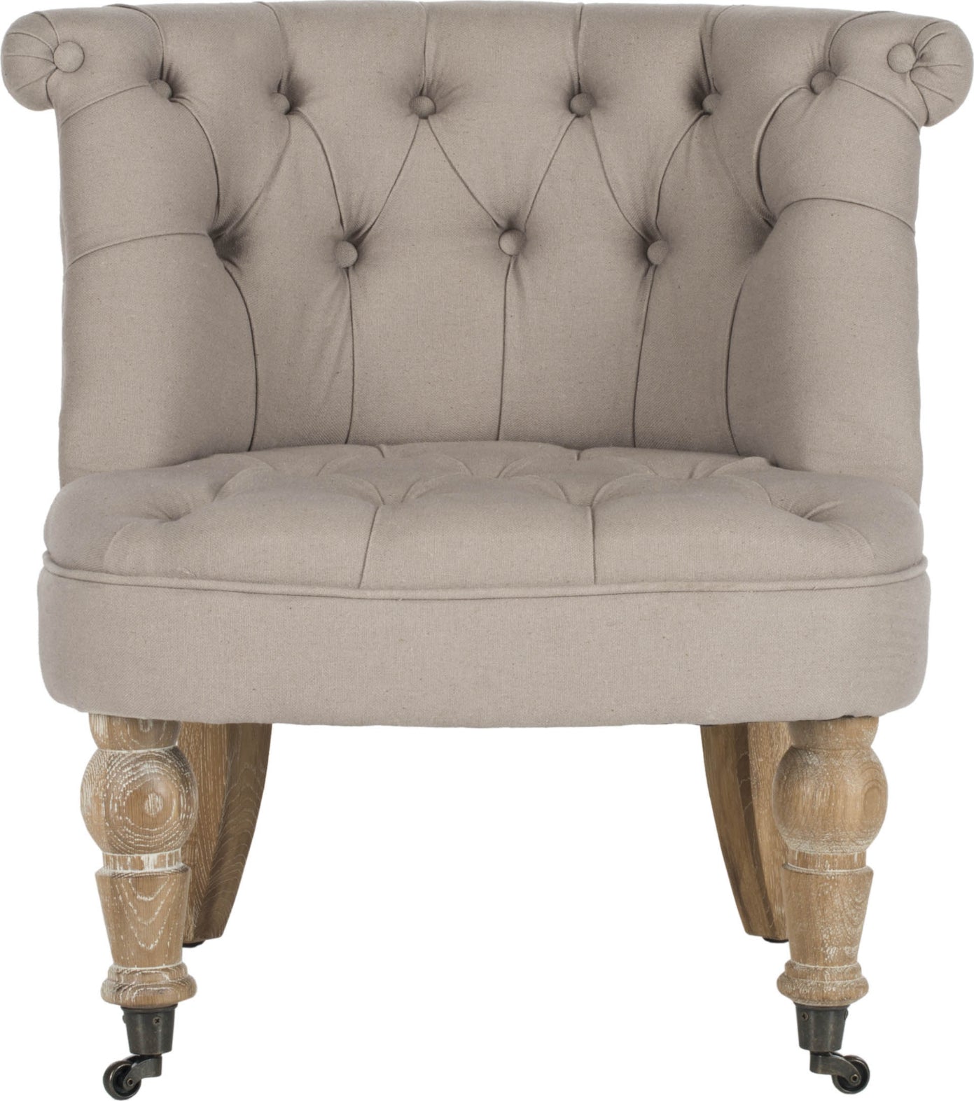 Safavieh Carlin Tufted Chair Taupe and White Wash Furniture main image