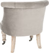 Safavieh Carlin Tufted Chair Mushroom Taupe and White Wash Furniture 