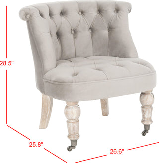 Safavieh Carlin Tufted Chair Mushroom Taupe and White Wash Furniture 