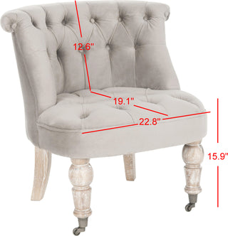 Safavieh Carlin Tufted Chair Mushroom Taupe and White Wash Furniture 