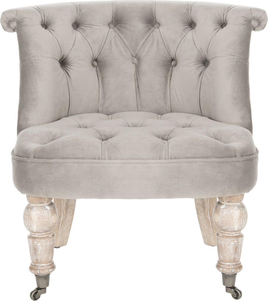 Safavieh Carlin Tufted Chair Mushroom Taupe and White Wash Furniture main image
