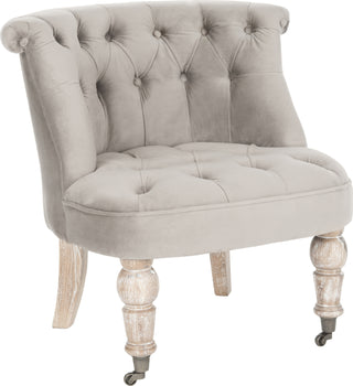 Safavieh Carlin Tufted Chair Mushroom Taupe and White Wash Furniture 