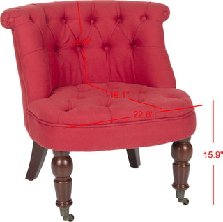 Safavieh Carlin Tufted Chair Cranberry and Cherry Mahogany Furniture 