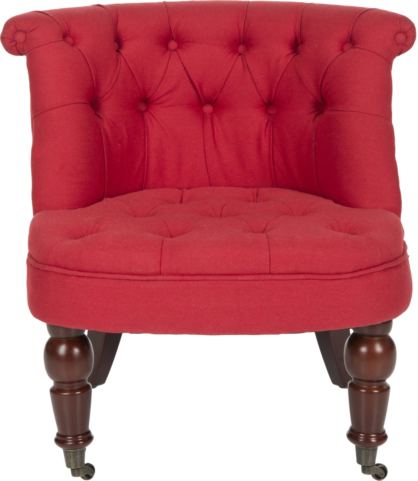 Safavieh Carlin Tufted Chair Cranberry and Cherry Mahogany Furniture main image