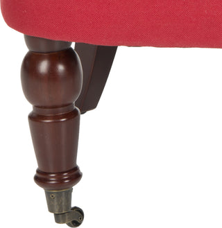 Safavieh Carlin Tufted Chair Cranberry and Cherry Mahogany Furniture 