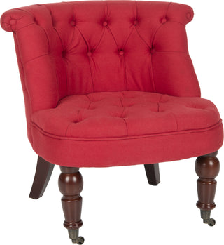 Safavieh Carlin Tufted Chair Cranberry and Cherry Mahogany Furniture 