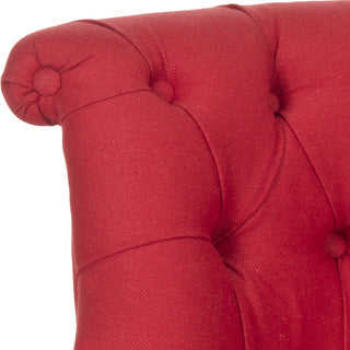 Safavieh Carlin Tufted Chair Cranberry and Cherry Mahogany Furniture 