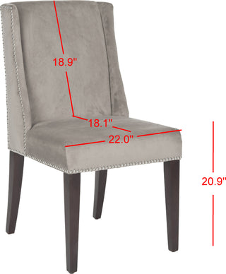 Safavieh Humphry 21''H Dining Chair (SET Of 2)-Silver Nail Heads Mushroom Taupe and Cherry Mahogany Furniture 