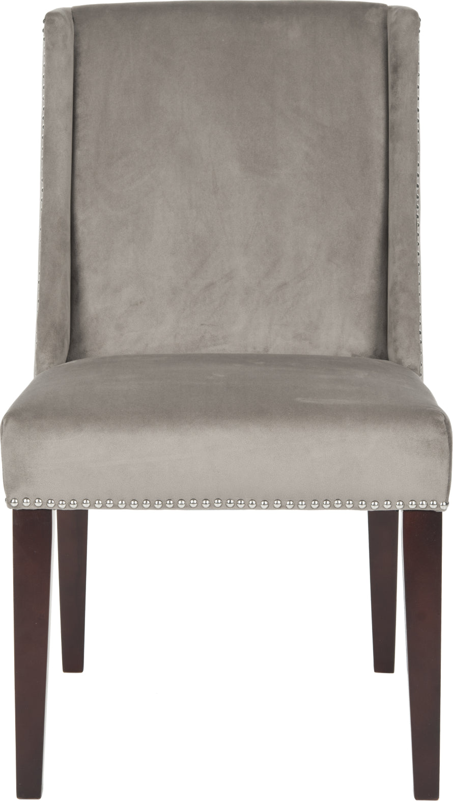 Safavieh Humphry 21''H Dining Chair (SET Of 2)-Silver Nail Heads Mushroom Taupe and Cherry Mahogany Furniture main image