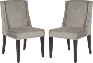 Safavieh Humphry 21''H Dining Chair (SET Of 2)-Silver Nail Heads Mushroom Taupe and Cherry Mahogany Furniture 