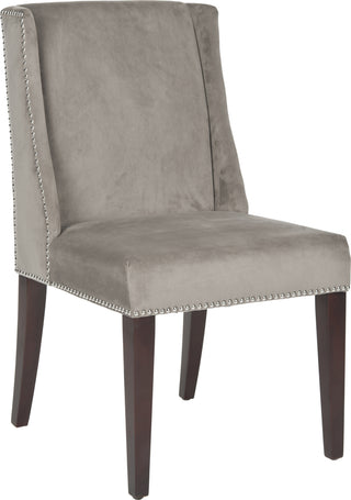 Safavieh Humphry 21''H Dining Chair (SET Of 2)-Silver Nail Heads Mushroom Taupe and Cherry Mahogany Furniture 