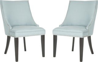 Safavieh Afton 20''H Side Chair (SET Of 2)-Silver Nail Heads Light Blue and Espresso Furniture 