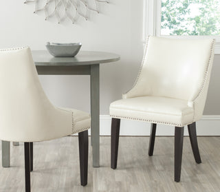 Safavieh Afton 20''H Side Chair (SET Of 2)-Nickel Nail Heads Flat Cream and Espresso Furniture 