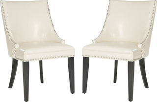 Safavieh Afton Side Chair (SET Of 2)-Nickel Nail Heads Flat Cream and Espresso 