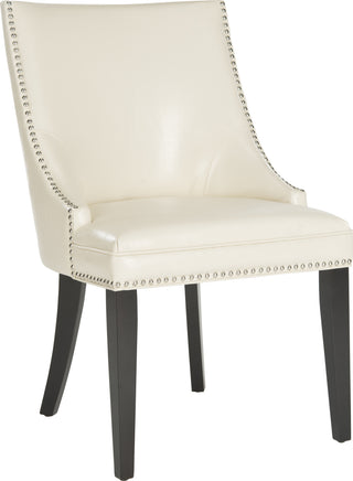 Safavieh Afton Side Chair (SET Of 2)-Nickel Nail Heads Flat Cream and Espresso 