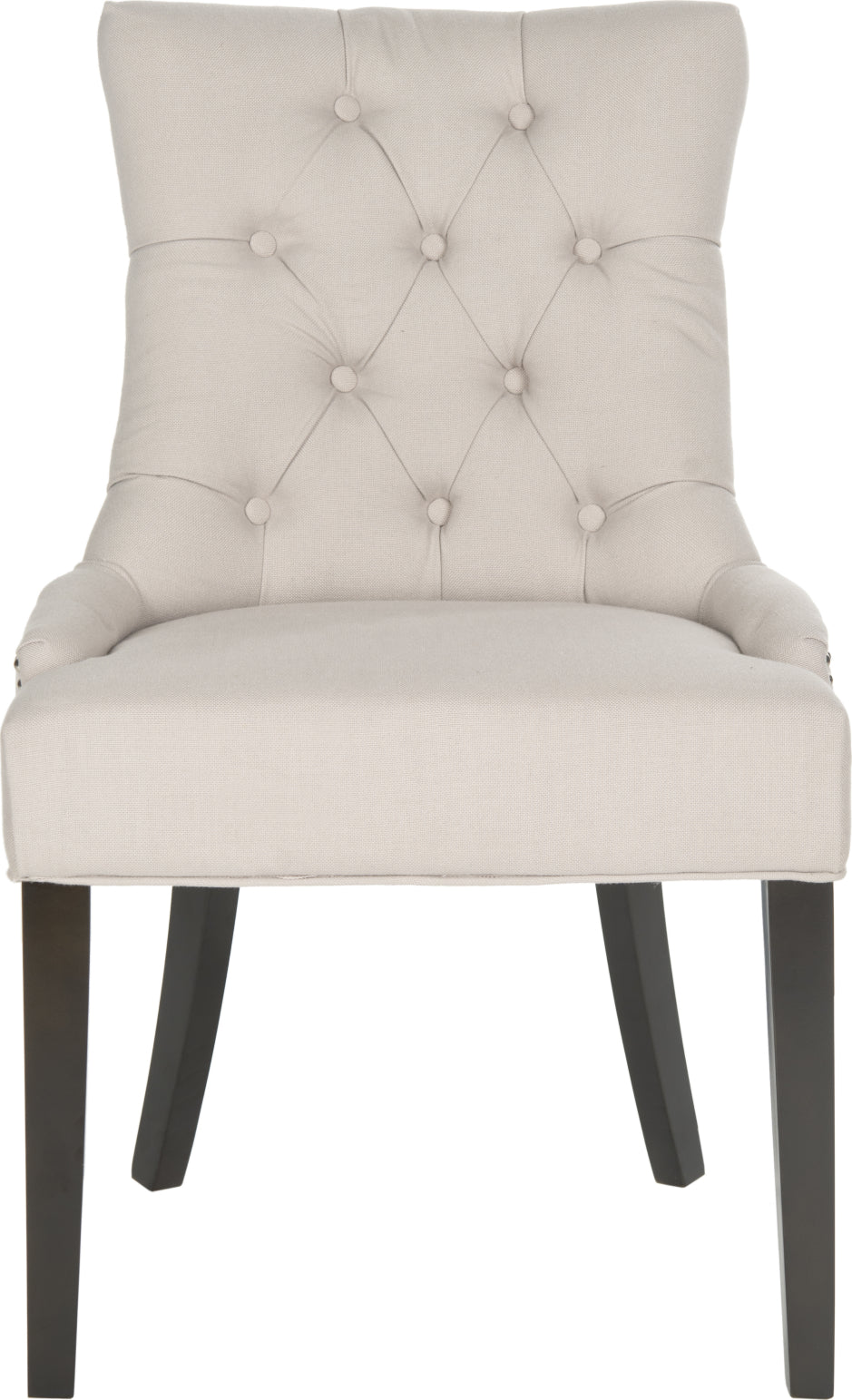 Safavieh Harlow 19''H Tufted Ring Chair (SET Of 2)-Silver Nail Heads Taupe and Espresso Furniture main image