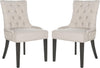 Safavieh Harlow 19''H Tufted Ring Chair (SET Of 2)-Silver Nail Heads Taupe and Espresso Furniture 