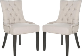 Safavieh Harlow 19''H Tufted Ring Chair (SET Of 2)-Silver Nail Heads Taupe and Espresso Furniture 