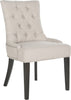 Safavieh Harlow 19''H Tufted Ring Chair (SET Of 2)-Silver Nail Heads Taupe and Espresso Furniture 