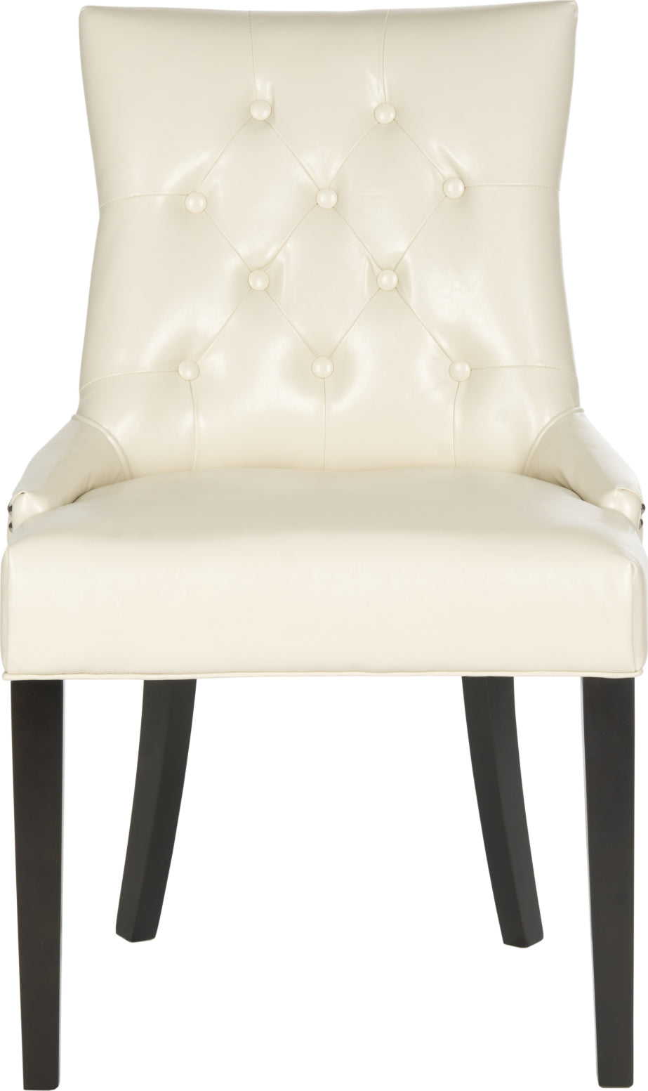 Safavieh Harlow 19''H Tufted Ring Chair (SET Of 2)-Silver Nail Heads Flat Cream and Espresso Furniture main image