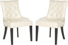 Safavieh Harlow 19''H Tufted Ring Chair (SET Of 2)-Silver Nail Heads Flat Cream and Espresso Furniture 