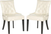 Safavieh Harlow 19''H Tufted Ring Chair (SET Of 2)-Silver Nail Heads Flat Cream and Espresso Furniture 