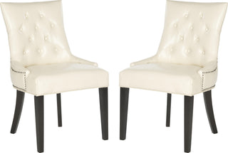 Safavieh Harlow 19''H Tufted Ring Chair (SET Of 2)-Silver Nail Heads Flat Cream and Espresso Furniture 