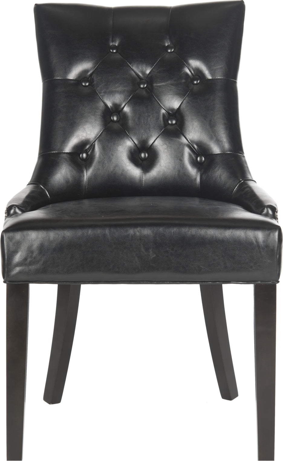 Safavieh Harlow 19''H Tufted Ring Chair (SET Of 2)-Silver Nail Heads Black and Espresso Furniture main image