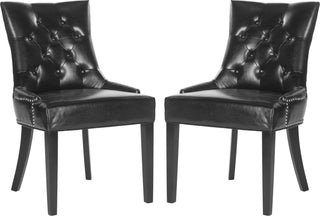 Safavieh Harlow 19''H Tufted Ring Chair (SET Of 2)-Silver Nail Heads Black and Espresso Furniture 