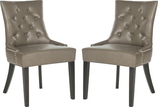 Safavieh Harlow 19''H Tufted Ring Chair (SET Of 2)-Silver Nail Heads Clay and Espresso Furniture 