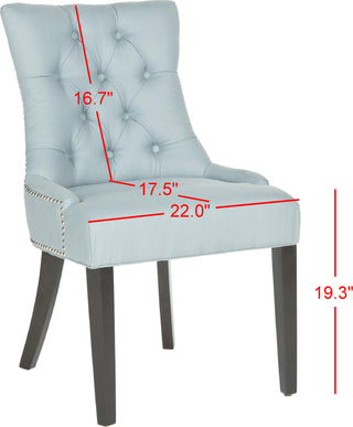 Safavieh Harlow 19''H Tufted Ring Chair (SET Of 2)-Silver Nail Heads Light Blue and Espresso Furniture 