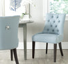 Safavieh Harlow Tufted Ring Chair (SET Of 2)-Silver Nail Heads Light Blue and Espresso  Feature