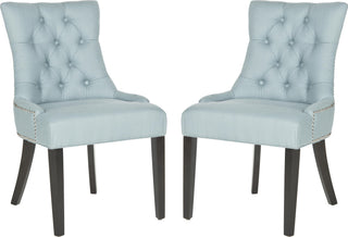 Safavieh Harlow 19''H Tufted Ring Chair (SET Of 2)-Silver Nail Heads Light Blue and Espresso Furniture 