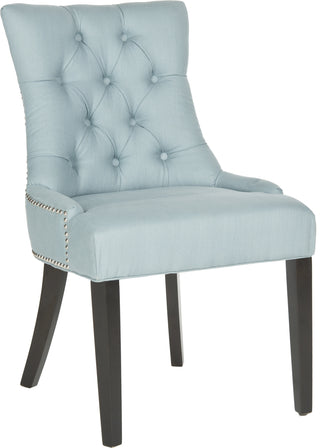 Safavieh Harlow 19''H Tufted Ring Chair (SET Of 2)-Silver Nail Heads Light Blue and Espresso Furniture 