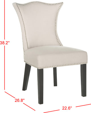 Safavieh Ciara 19''H Side Chair (SET Of 2)-Silver Nail Heads Taupe and Espresso Furniture 