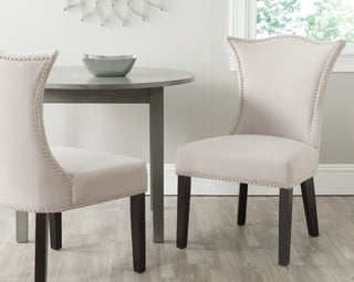 Safavieh Ciara Side Chair (SET Of 2)-Silver Nail Heads Taupe and Espresso  Feature