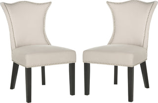 Safavieh Ciara 19''H Side Chair (SET Of 2)-Silver Nail Heads Taupe and Espresso Furniture 