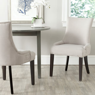 Safavieh Gretchen Side Chair (SET Of 2)-Silver Nail Heads Taupe and Espresso  Feature