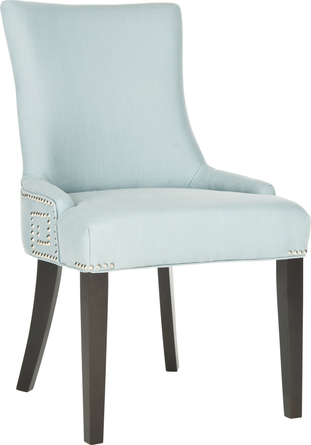 Safavieh Gretchen 20''H Side Chair (SET Of 2)-Silver Nail Heads Light Blue and Espresso Furniture main image