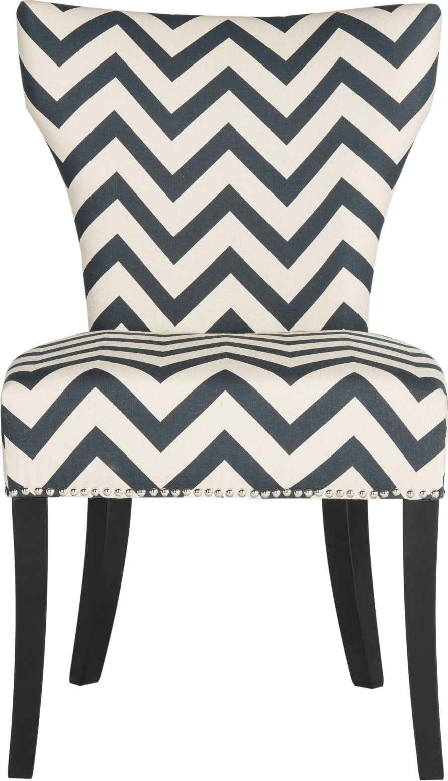 Safavieh Jappic 20''H Ring Side Chair-Silver Nail Heads Navy and White Black Furniture main image