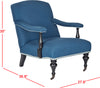 Safavieh Devona Arm Chair-Silver Nail Heads Steel Blue and Black Furniture 