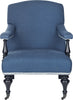 Safavieh Devona Arm Chair-Silver Nail Heads Steel Blue and Black Furniture main image