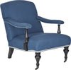 Safavieh Devona Arm Chair-Silver Nail Heads Steel Blue and Black Furniture 