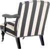 Safavieh Devona Awning Stripe Arm Chair-Silver Nail Heads Charcoal and White Furniture 